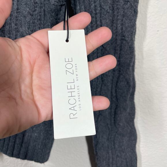 Rachel Zoe Size XS Cable Knit Rib Sweater Gray Crew Neck Long Sleeves - Picture 8 of 8